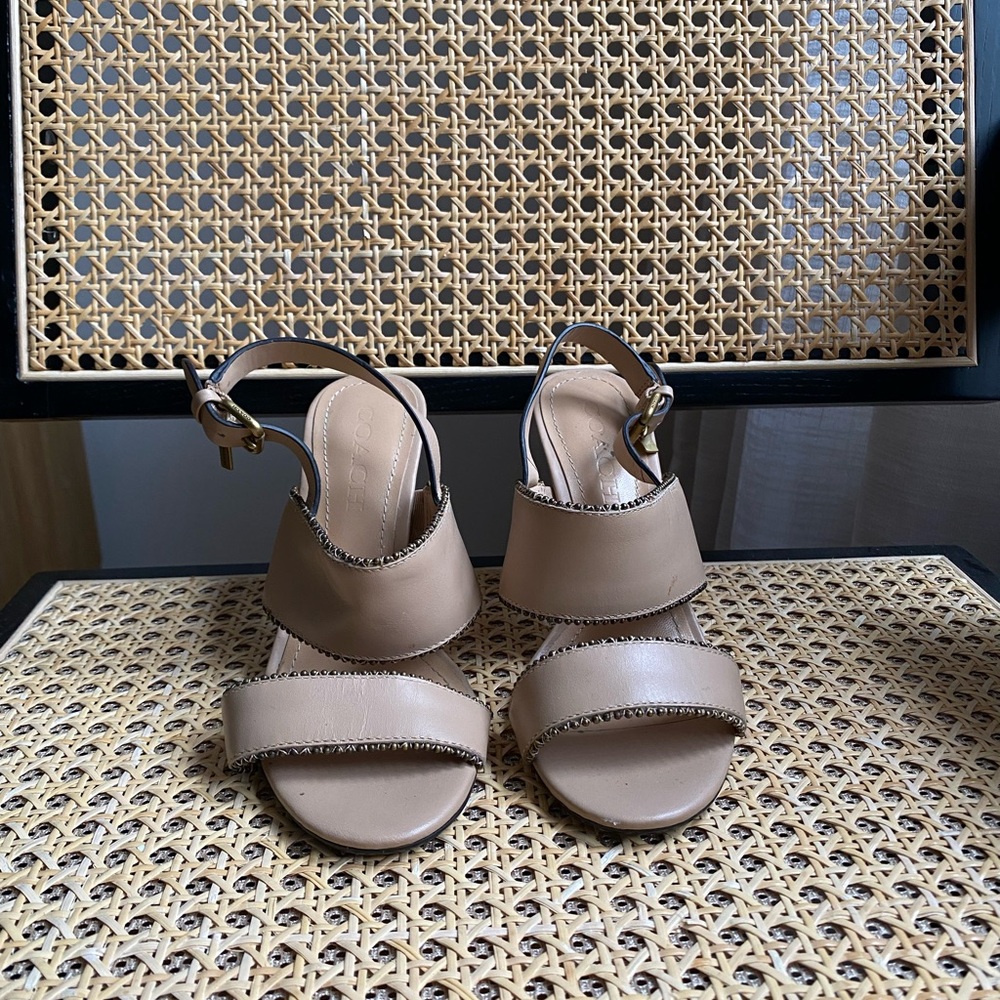 Coach Rylie Nude Women's Block Heel Sandals - Picture 2 of 4